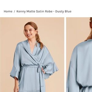 Matte Satin Robe - Dusty Blue